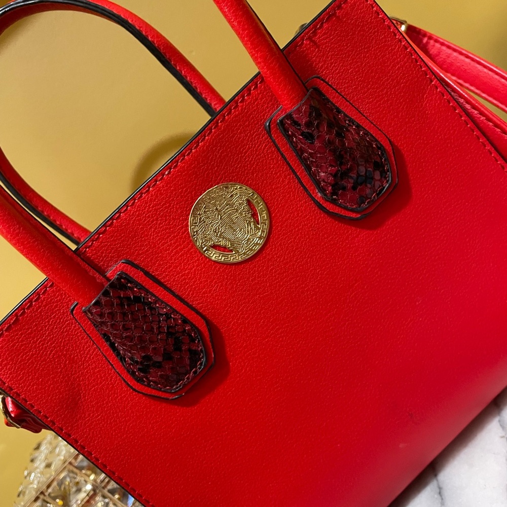 RED VSJ LEATHER OVER-SHOULDER BAG